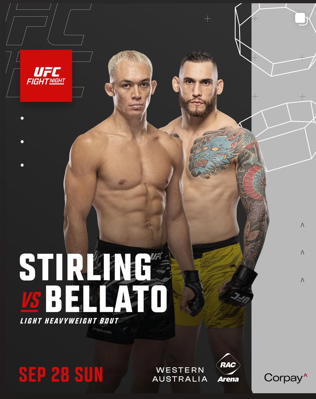 Прогноз Stirling vs Bellato — UFC Fight Night, Перт (28.09.2025)