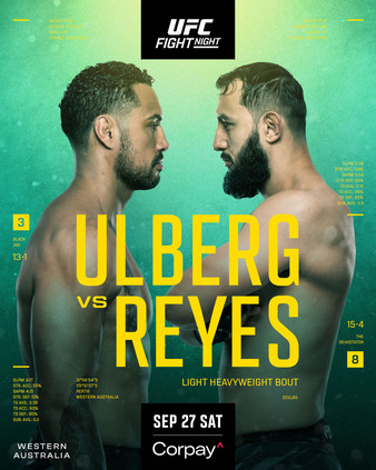 UFC Fight Night Ulberg vs Reyes — полный кард и дата (27 сентября 2025)